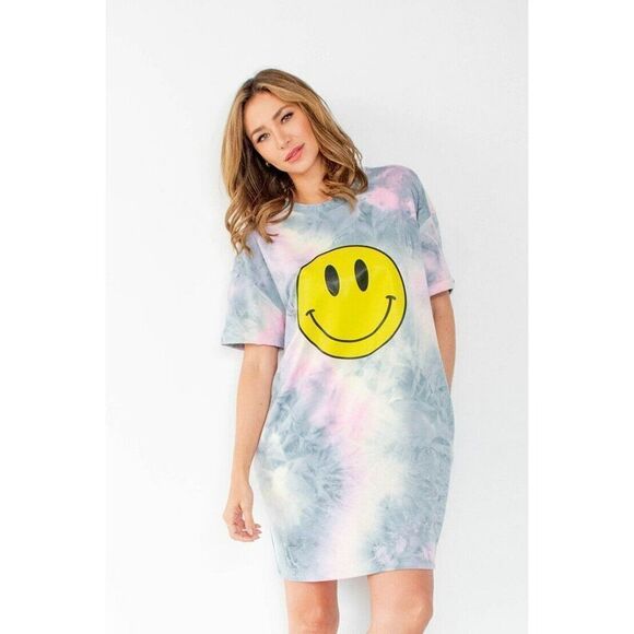 SALE! Sew in Love Happy Go Lucky Tie Dye Dress Graphic Smiley Detail CHD-300 - Picture 4 of 4
